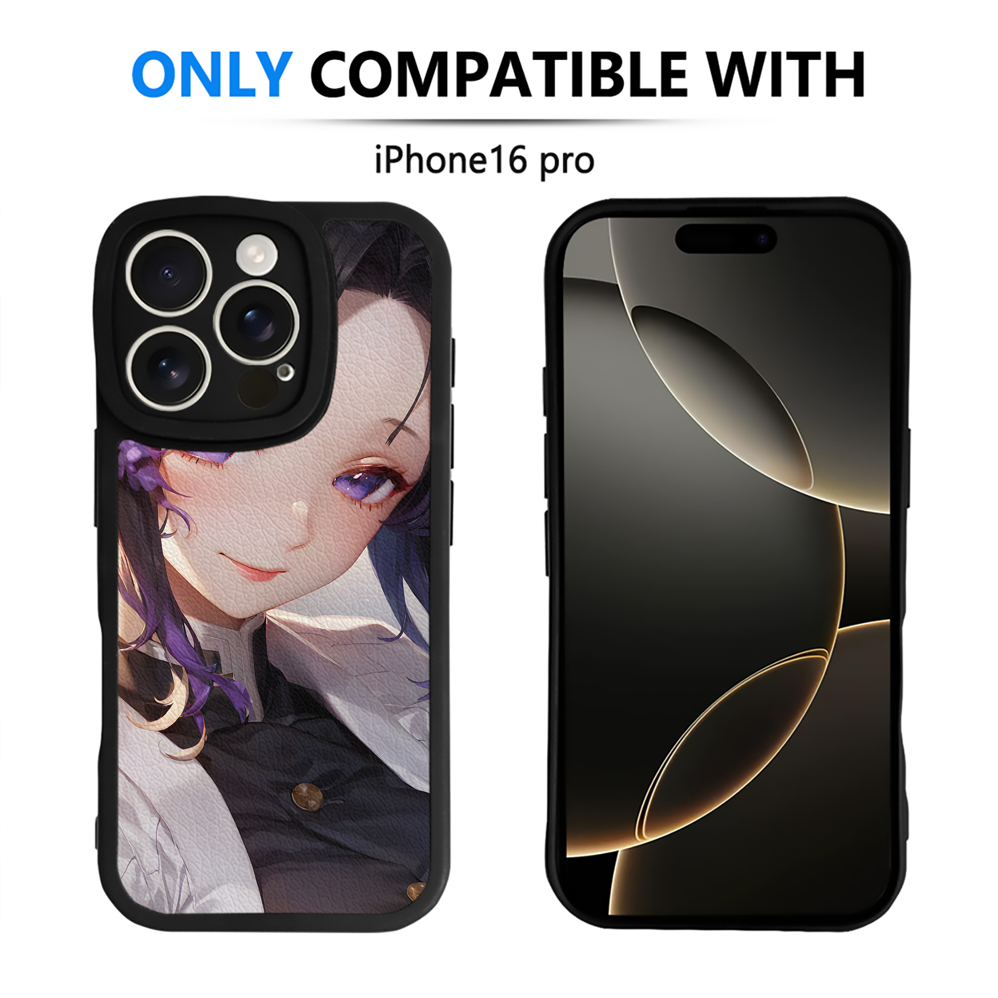 （画像用） 鬼滅の刃（きめつのやいば）蟲柱-胡蝶 しのぶ／こちょう しのぶ Kochou Shinobu 【iPhone 16シリーズ対応】シリコンスマホケース（レザー調） 材質：シリコン